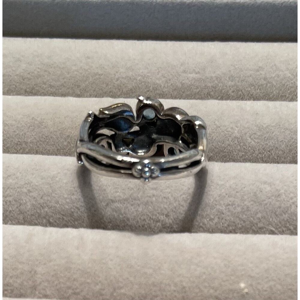 Barbara Bixby Vine and Leaf Ring SS/18K Blue Topaz Size 8.5 - Picture 2 of 2